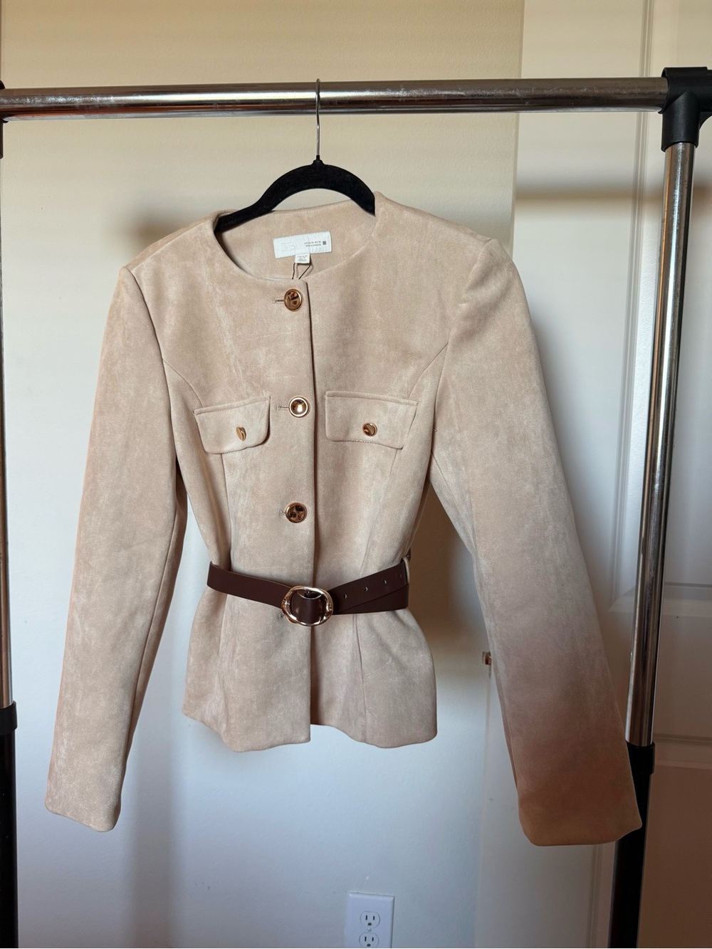 Zara Cream Blazer with Brown Belt